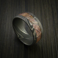 King's Camo Field Shadow and Damascus Steel Ring Acid Finish