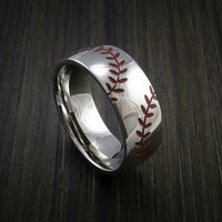 Cobalt Chrome Baseball Ring with Double Stitching Polish Finish