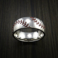 Cobalt Chrome Baseball Ring with Double Stitching Polish Finish