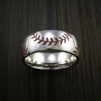 Cobalt Chrome Baseball Ring with Double Stitching Polish Finish