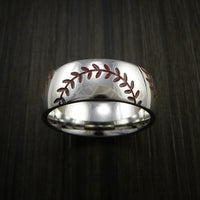 Cobalt Chrome Baseball Ring with Double Stitching Polish Finish