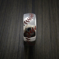 Cobalt Chrome Baseball Ring with Double Stitching Polish Finish