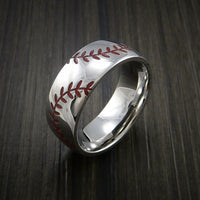 Cobalt Chrome Baseball Ring with Double Stitching Polish Finish
