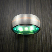 Rose Gold and Titanium Ring with Anodized Center Custom Made Band