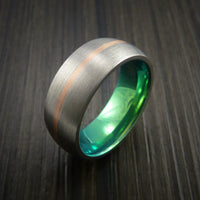 Rose Gold and Titanium Ring with Anodized Center Custom Made Band