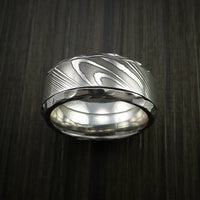 Damascus Steel in Cobalt Chrome Wedding Band Custom Made
