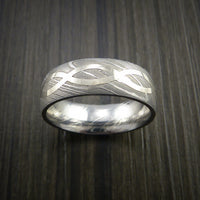Damascus Steel 14K White Gold Celtic Knot Ring Infinity Design Wedding Band