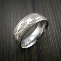 Damascus Steel 14K White Gold Celtic Knot Ring Infinity Design Wedding Band