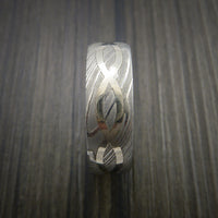 Damascus Steel 14K White Gold Celtic Knot Ring Infinity Design Wedding Band