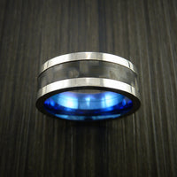 Titanium Ring with Carbon Fiber Inlay with Weave Pattern and Anodized Interior