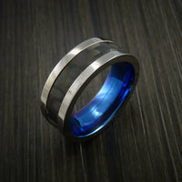 Titanium Ring with Carbon Fiber Inlay with Weave Pattern and Anodized Interior