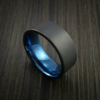 Black Titanium Ring Traditional Style Band with Anodized Interior