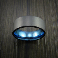 Black Titanium Ring Traditional Style Band with Anodized Interior
