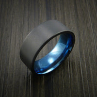 Black Titanium Ring Traditional Style Band with Anodized Interior