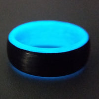 Carbon Fiber Men's Ring with Blue Glow Sleeve