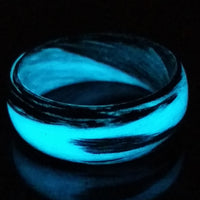 Carbon Fiber Men's Ring with Blue Glow Marbled Design