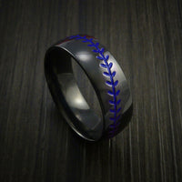 Black Zirconium Baseball Ring with Polish Finish