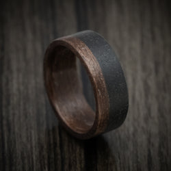 Black Concrete and Wenge Wood Men's Ring Custom Made Band