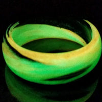 Carbon Fiber Men's Ring with Orange and Green Glow Marbled Design