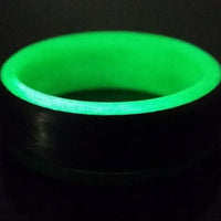 Carbon Fiber Men's Ring with Green Glow Sleeve