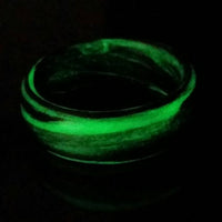 Carbon Fiber Men's Ring with Green Glow Marbled Design