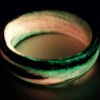 Carbon Fiber Men's Ring with Red Glow Marbled Design