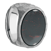 Extra Large Horizontal Oval signet ring (24x20mm) in Cobalt Chrome, with a Wide style band, a Blood Stone inlay.