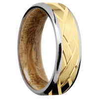 14K White Gold + Polish , Polish Finish + Whiskey Barrel