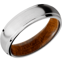 10K White Gold + Satin , Polish Finish + Desert Iron Wood
