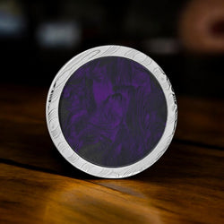 Damascus Steel and Purple Carbon Fiber Premium Golf Ball Marker