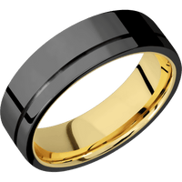 Zirconium + Polish , Polish Finish + 14K Yellow Gold