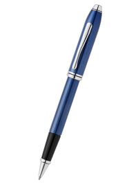 Townsend® Polished Translucent Cobalt Blue Engraved Diamond Pattern with Polished Chrome Appointments Selectip® Rollerball Pen