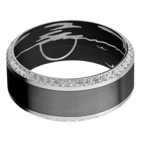 18K White Gold + Satin , Bead Finish + Black