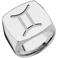 Extra Large Cushion signet ring (22x22mm) in Titanium, with a Wide style band and a GEMINI engraving.