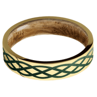 14K Yellow Gold + Polish Finish + Whiskey Barrel