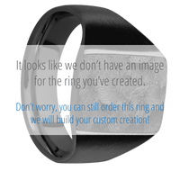 Medium Rectangle signet ring (16x11.5mm) in Zirconium, with a Wide style band and a TWINKLE4 Rev engraving.