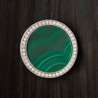 Silver with Malachite and Diamond Premium Golf Ball Marker