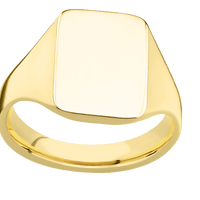 Medium Rectangle signet ring (16x11.5mm) in 14K Yellow Gold, with a Thin style band.
