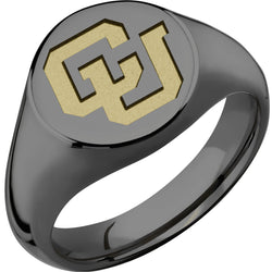 University of Colorado Custom Collegiate Black Zirconium Signet Ring