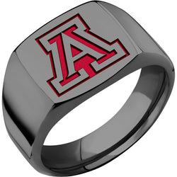 University of Arizona Custom Collegiate Black Zirconium Signet Ring