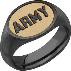 Army Custom Collegiate Black Zirconium Signet Ring