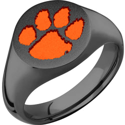 Clemson University Custom Collegiate Black Zirconium Signet Ring