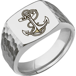 Navy Custom Collegiate Titanium Signet Ring