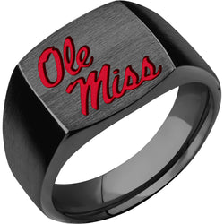 University of Mississippi Custom Collegiate Black Zirconium Signet Ring