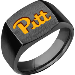 University of Pittsburgh Custom Collegiate Black Zirconium Signet Ring