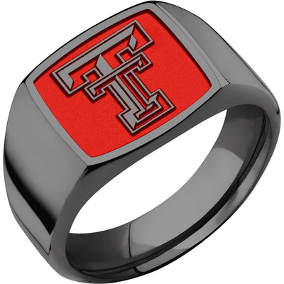 Texas Tech University Custom Collegiate Black Zirconium Signet Ring