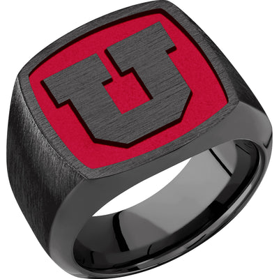 University of Utah Custom Collegiate Black Zirconium Signet Ring