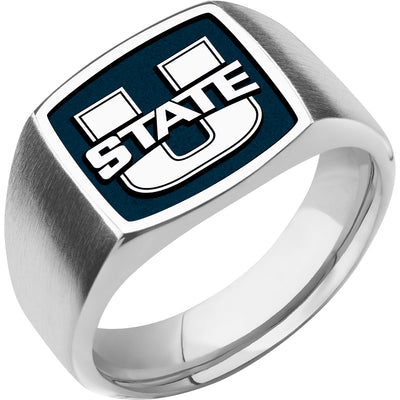 Utah State University Custom Collegiate Cobalt Chrome Signet Ring