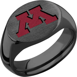 University of Minnesota Custom Collegiate Black Zirconium Signet Ring