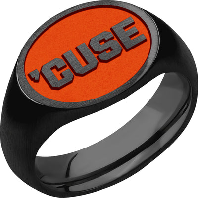 Syracuse University Custom Collegiate Black Zirconium Signet Ring
